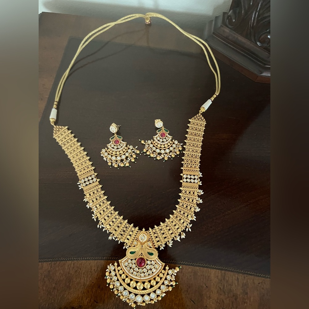 Gold necklace set indian bridal jewelry